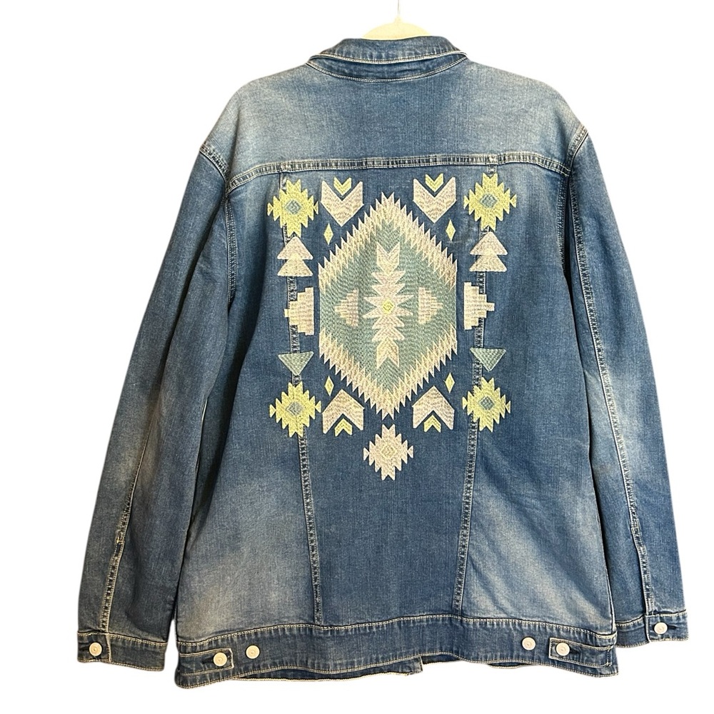 NWT Lularoe Jaxon Southwestern Denim Jacket Size 3X